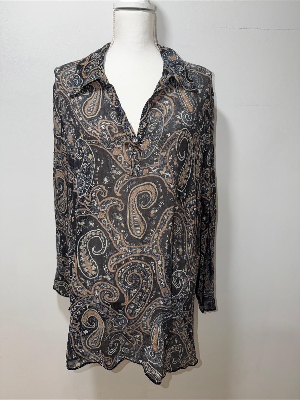 Lane Bryant Women’s 100% Silk Paisley‎ Plus 26/28 Whimsigoth Top Lightweight